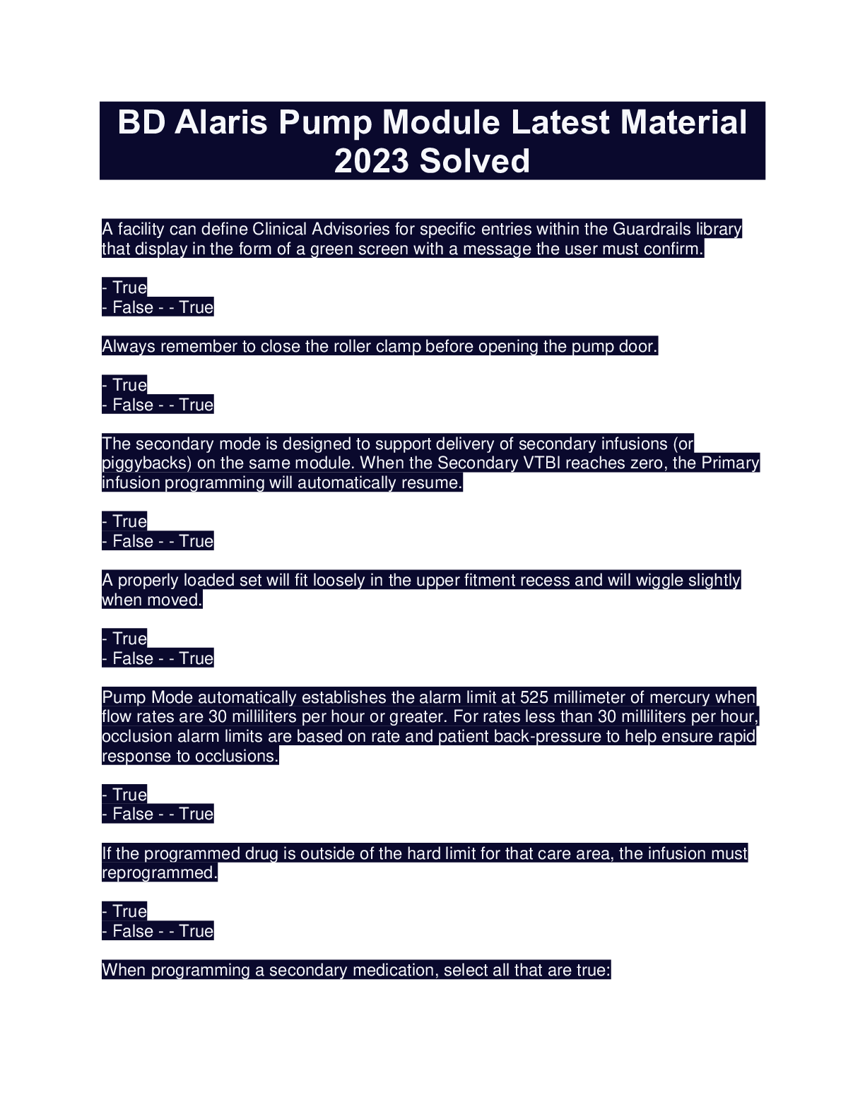 Preview image for BD Alaris Pump Module Latest Material 2023 Solved